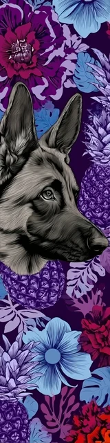 Free printable dog bookmark featuring purple german shepherd